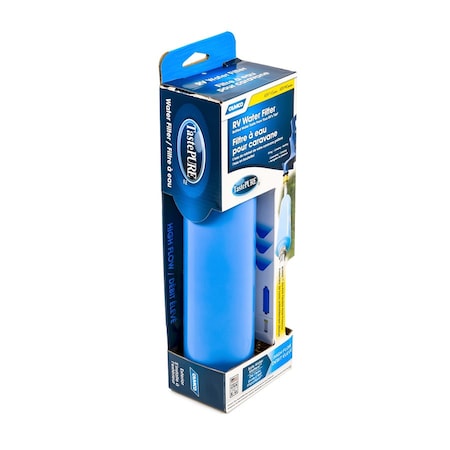 Camco TASTEPURE KDF/CARBON WATER FILTER W/FLEX HOSE PROTECTOR 40013
